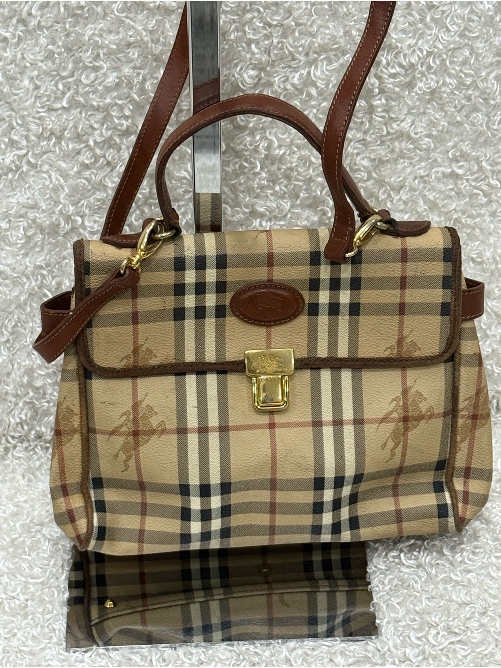 Burberry Haymarket Check Top Handle Bag - Picture 2 of 16